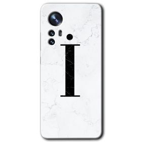 Xiaomi Mi 12 Pro Beyaz Mermer Desenli İ Harfi Baskılı Uyumlu Silikon Kılıf