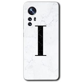 Xiaomi Mi 12 Pro Beyaz Mermer Desenli İ Harfi Baskılı Uyumlu Silikon Kılıf