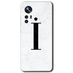 Xiaomi Mi 12 Pro Beyaz Mermer Desenli İ Harfi Baskılı Uyumlu Silikon Kılıf