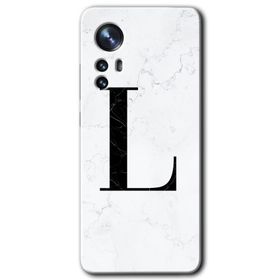 Xiaomi Mi 12 Pro Beyaz Mermer Desenli L Harfi Baskılı Uyumlu Silikon Kılıf