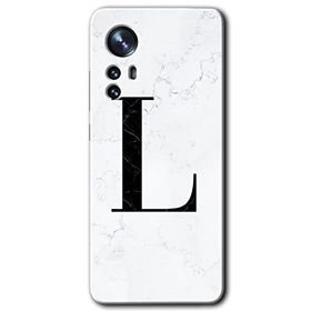 Xiaomi Mi 12 Pro Beyaz Mermer Desenli L Harfi Baskılı Uyumlu Silikon Kılıf