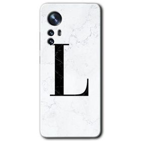Xiaomi Mi 12 Pro Beyaz Mermer Desenli L Harfi Baskılı Uyumlu Silikon Kılıf