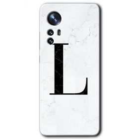 Xiaomi Mi 12 Pro Beyaz Mermer Desenli L Harfi Baskılı Uyumlu Silikon Kılıf