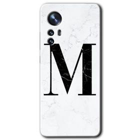 Xiaomi Mi 12 Pro Beyaz Mermer Desenli M Harfi Baskılı Uyumlu Silikon Kılıf