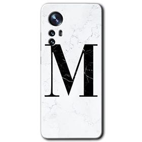 Xiaomi Mi 12 Pro Beyaz Mermer Desenli M Harfi Baskılı Uyumlu Silikon Kılıf