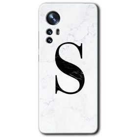 Xiaomi Mi 12 Pro Beyaz Mermer Desenli S Harfi Baskılı Uyumlu Silikon Kılıf