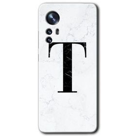 Xiaomi Mi 12 Pro Beyaz Mermer Desenli T Harfi Baskılı Uyumlu Silikon Kılıf