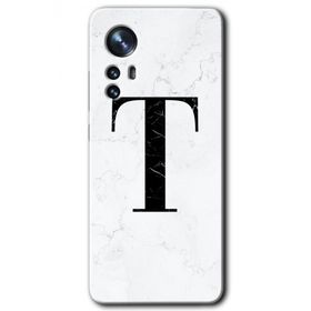 Xiaomi Mi 12 Pro Beyaz Mermer Desenli T Harfi Baskılı Uyumlu Silikon Kılıf
