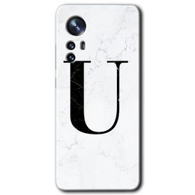 Xiaomi Mi 12 Pro Beyaz Mermer Desenli U Harfi Baskılı Uyumlu Silikon Kılıf