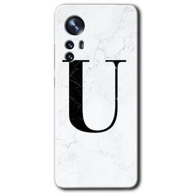 Xiaomi Mi 12 Pro Beyaz Mermer Desenli U Harfi Baskılı Uyumlu Silikon Kılıf