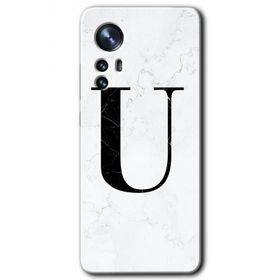 Xiaomi Mi 12 Pro Beyaz Mermer Desenli U Harfi Baskılı Uyumlu Silikon Kılıf
