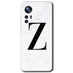 Xiaomi Mi 12 Pro Beyaz Mermer Desenli Z Harfi Baskılı Uyumlu Silikon Kılıf