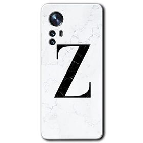 Xiaomi Mi 12 Pro Beyaz Mermer Desenli Z Harfi Baskılı Uyumlu Silikon Kılıf