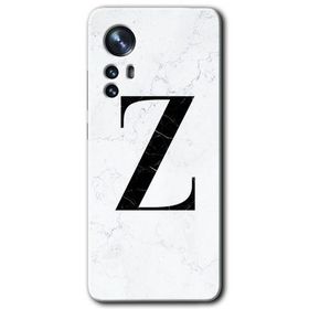 Xiaomi Mi 12 Pro Beyaz Mermer Desenli Z Harfi Baskılı Uyumlu Silikon Kılıf