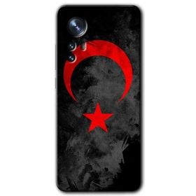Xiaomi Mi 12 Pro Black Ayyıldız Baskılı Uyumlu Silikon Kılıf