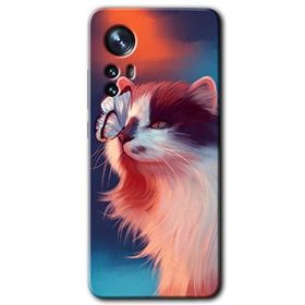 Xiaomi Mi 12 Pro Cat Butterfly Baskılı Uyumlu Silikon Kılıf