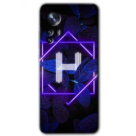 Xiaomi Mi 12 Pro Dark Neon Yaprak H Harfi Baskılı Uyumlu Silikon Kılıf