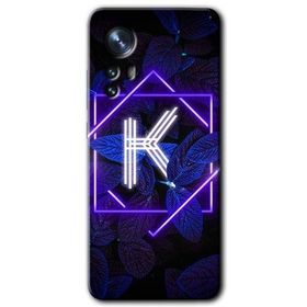 Xiaomi Mi 12 Pro Dark Neon Yaprak K Harfi Baskılı Uyumlu Silikon Kılıf