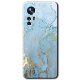 Xiaomi Mi 12 Pro Mavi Gold Mermer Baskılı Uyumlu Silikon Kılıf