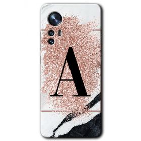 Xiaomi Mi 12 Pro Pembe Mermer Desenli A Harfi Baskılı Uyumlu Silikon Kılıf