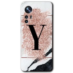 Xiaomi Mi 12 Pro Pembe Mermer Desenli Y Harfi Baskılı Uyumlu Silikon Kılıf