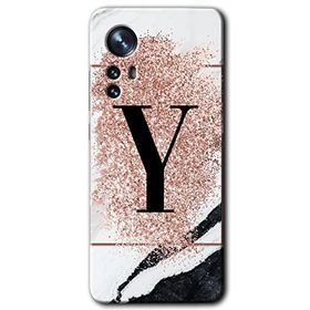 Xiaomi Mi 12 Pro Pembe Mermer Desenli Y Harfi Baskılı Uyumlu Silikon Kılıf