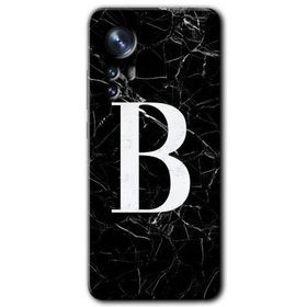Xiaomi Mi 12 Pro Siyah Mermer Desenli B Harfi Baskılı Uyumlu Silikon Kılıf