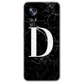 Xiaomi Mi 12 Pro Siyah Mermer Desenli D Harfi Baskılı Uyumlu Silikon Kılıf