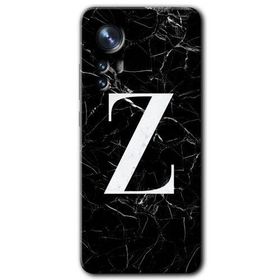 Xiaomi Mi 12 Pro Siyah Mermer Desenli Z Harfi Baskılı Uyumlu Silikon Kılıf
