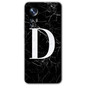 Xiaomi Mi 12 Siyah Mermer Desenli D Harfi Baskılı Uyumlu Silikon Kılıf