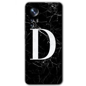 Xiaomi Mi 12 Siyah Mermer Desenli D Harfi Baskılı Uyumlu Silikon Kılıf