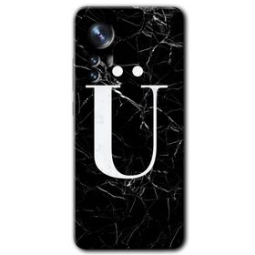 Xiaomi Mi 12 Siyah Mermer Desenli Ü Harfi Baskılı Uyumlu Silikon Kılıf