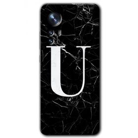 Xiaomi Mi 12 Siyah Mermer Desenli Ü Harfi Baskılı Uyumlu Silikon Kılıf