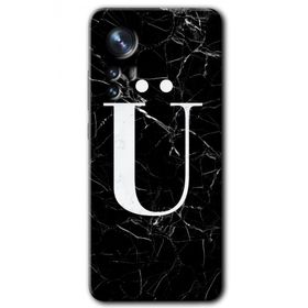 Xiaomi Mi 12 Siyah Mermer Desenli Ü Harfi Baskılı Uyumlu Silikon Kılıf