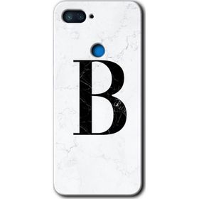 Xiaomi Mi 8 Lite Beyaz Mermer Desenli B Harfi Baskılı Uyumlu Silikon Kılıf