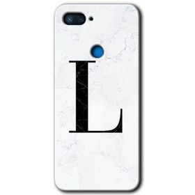 Xiaomi Mi 8 Lite Beyaz Mermer Desenli L Harfi Baskılı Uyumlu Silikon Kılıf