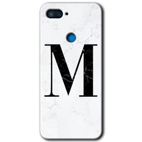 Xiaomi Mi 8 Lite Beyaz Mermer Desenli M Harfi Baskılı Uyumlu Silikon Kılıf