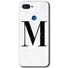 Xiaomi Mi 8 Lite Beyaz Mermer Desenli M Harfi Baskılı Uyumlu Silikon Kılıf