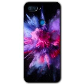 Xiaomi Mi 8 Lite Color Splash Purple Baskılı Uyumlu Silikon Kılıf