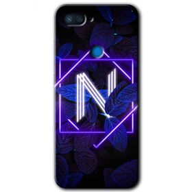 Xiaomi Mi 8 Lite Dark Neon Yaprak N Harfi Baskılı Uyumlu Silikon Kılıf