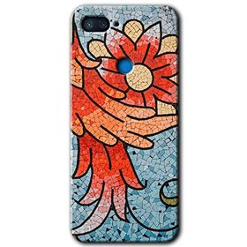 Xiaomi Mi 8 Lite Mozaik Çiçek Baskılı Uyumlu Silikon Kılıf