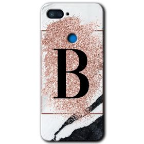 Xiaomi Mi 8 Lite Pembe Mermer Desenli B Harfi Baskılı Uyumlu Silikon Kılıf
