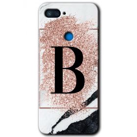 Xiaomi Mi 8 Lite Pembe Mermer Desenli B Harfi Baskılı Uyumlu Silikon Kılıf