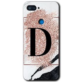 Xiaomi Mi 8 Lite Pembe Mermer Desenli D Harfi Baskılı Uyumlu Silikon Kılıf