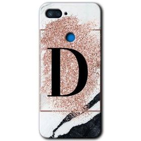 Xiaomi Mi 8 Lite Pembe Mermer Desenli D Harfi Baskılı Uyumlu Silikon Kılıf