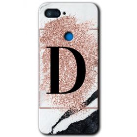 Xiaomi Mi 8 Lite Pembe Mermer Desenli D Harfi Baskılı Uyumlu Silikon Kılıf