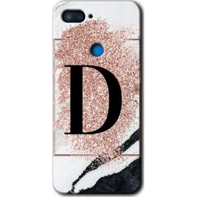 Xiaomi Mi 8 Lite Pembe Mermer Desenli D Harfi Baskılı Uyumlu Silikon Kılıf