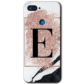 Xiaomi Mi 8 Lite Pembe Mermer Desenli E Harfi Baskılı Uyumlu Silikon Kılıf