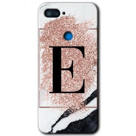 Xiaomi Mi 8 Lite Pembe Mermer Desenli E Harfi Baskılı Uyumlu Silikon Kılıf