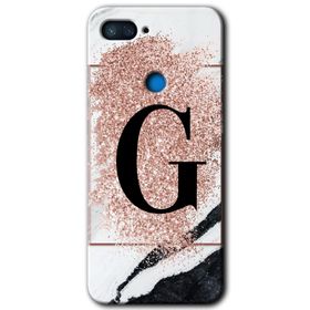 Xiaomi Mi 8 Lite Pembe Mermer Desenli G Harfi Baskılı Uyumlu Silikon Kılıf